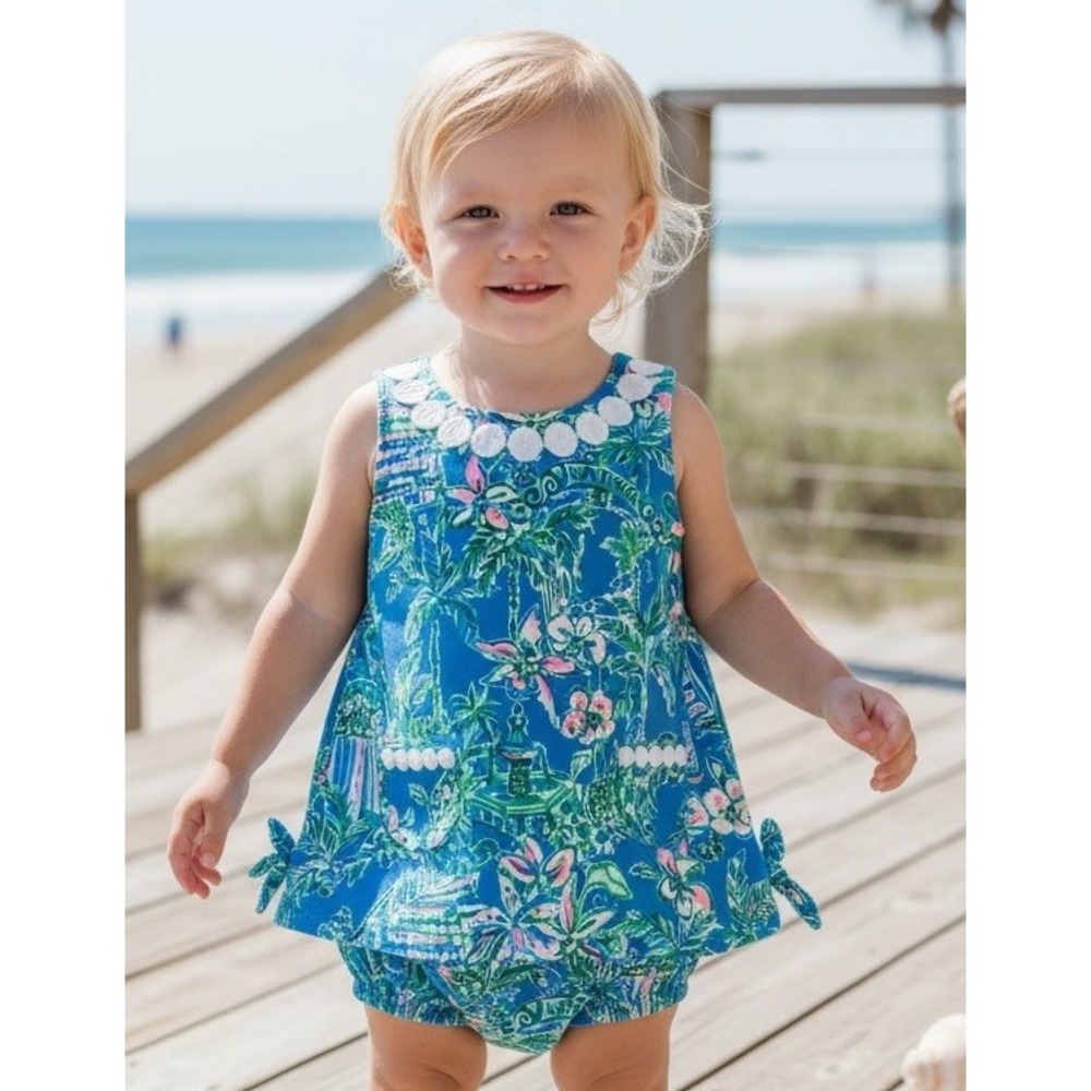 Lilly Pulitzer Lilly Knit Sleeveless Shift Dress Size 18 24 M Months Boca Blue
